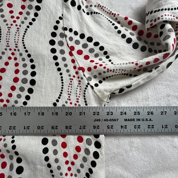 M Square Womens Tunic Top Linen Long Sleeve Button Down Asymmetric Dots One Size - Picture 9 of 10